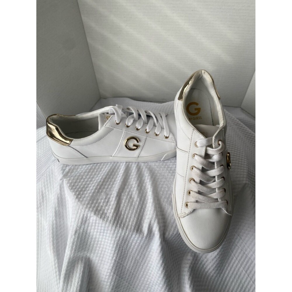 G by Guess White Sneakers with Gold Heel Accent Super Cute Women’s Size 11M NWOT - Picture 6 of 9